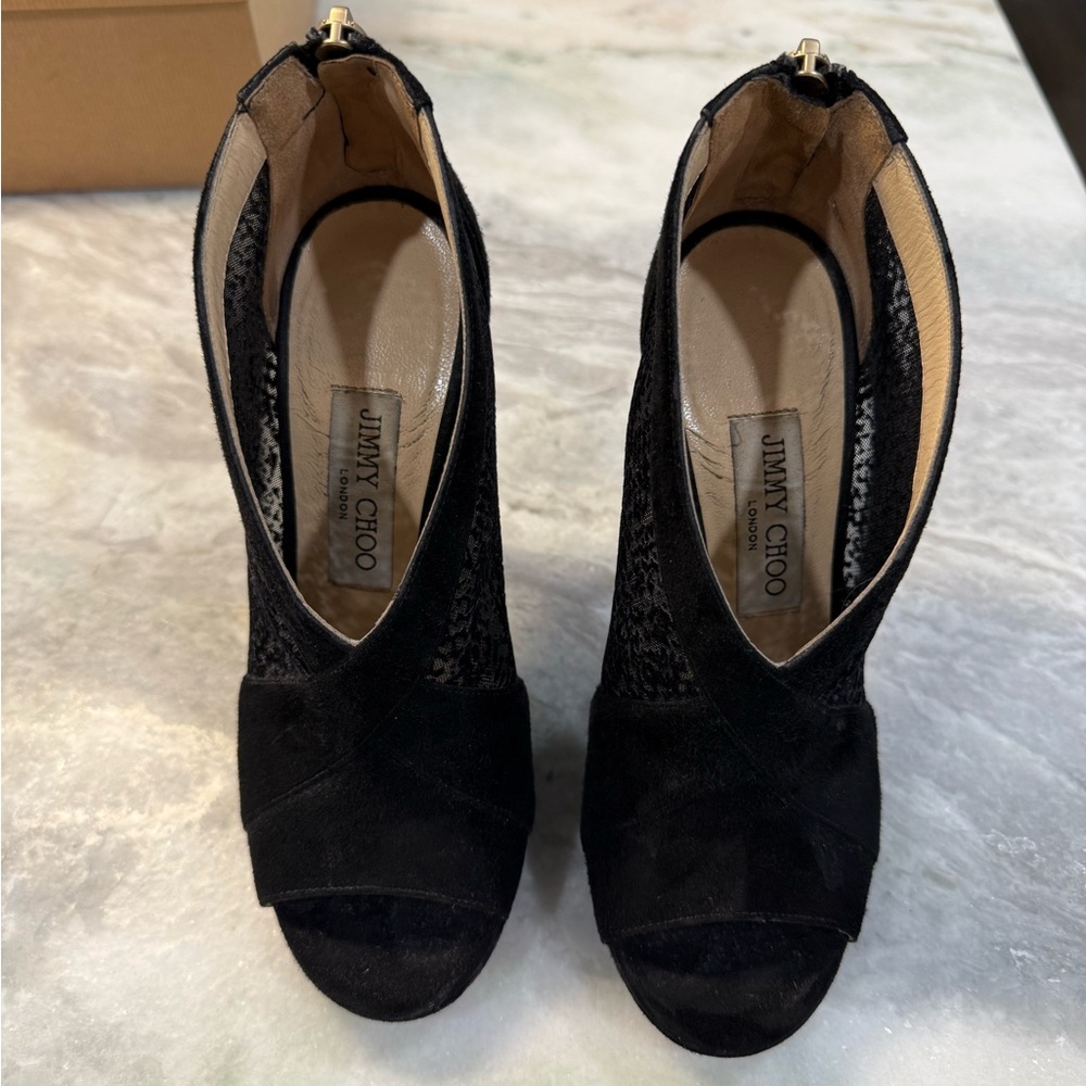 Jimmy Choo Black Peep-Toe Heels